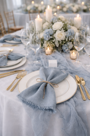 serviette gaze bleu