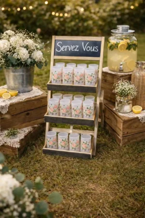 Location présentoir gobelets et bonbons pour anniversaire enfant à Rouen - Vallée Events Normandie