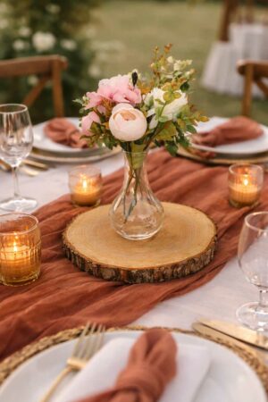 Rondin bois centre table - décoration mariage champêtre