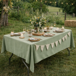 Nappe rectangle vert sauge