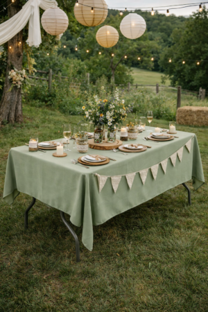 Nappe rectangle vert sauge