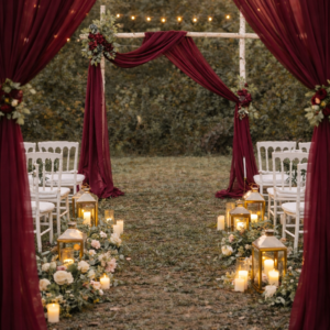 Drapé voilage bordeaux