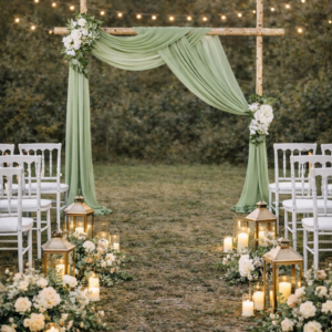 Drapé voilage vert sauge