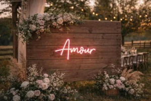Néon lumineux AMOUR 40x22 cm pour décoration de mariage et photobooth à Rouen