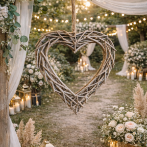 Grand coeur en rotin