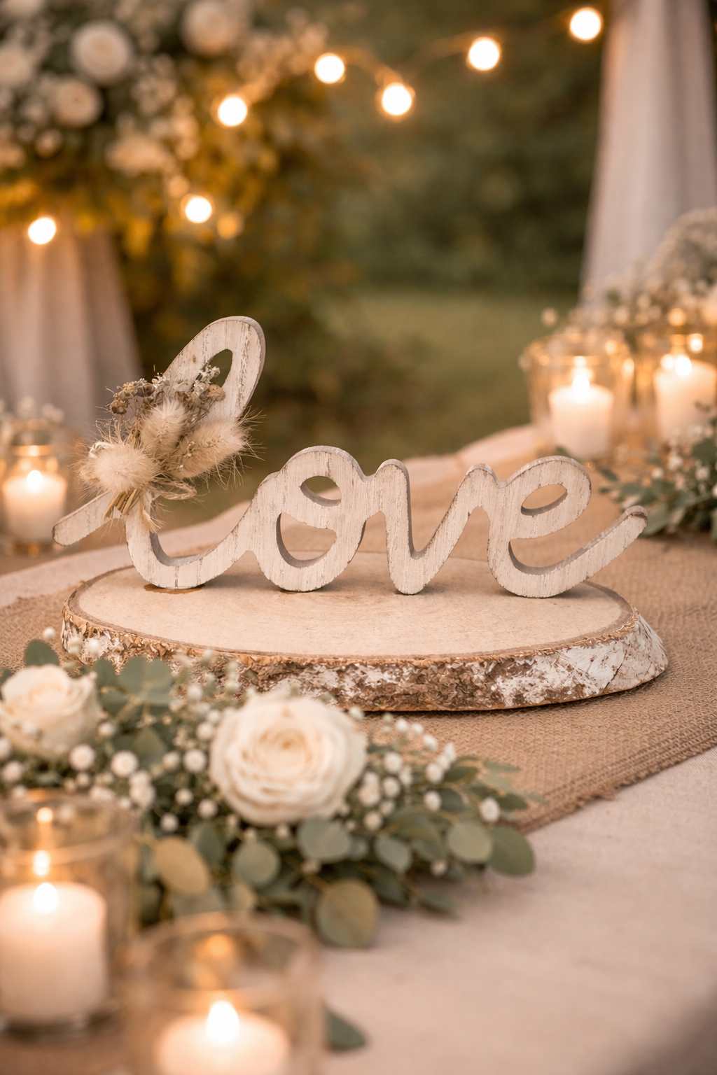 Location love rondin bois - décoration mariage champêtre