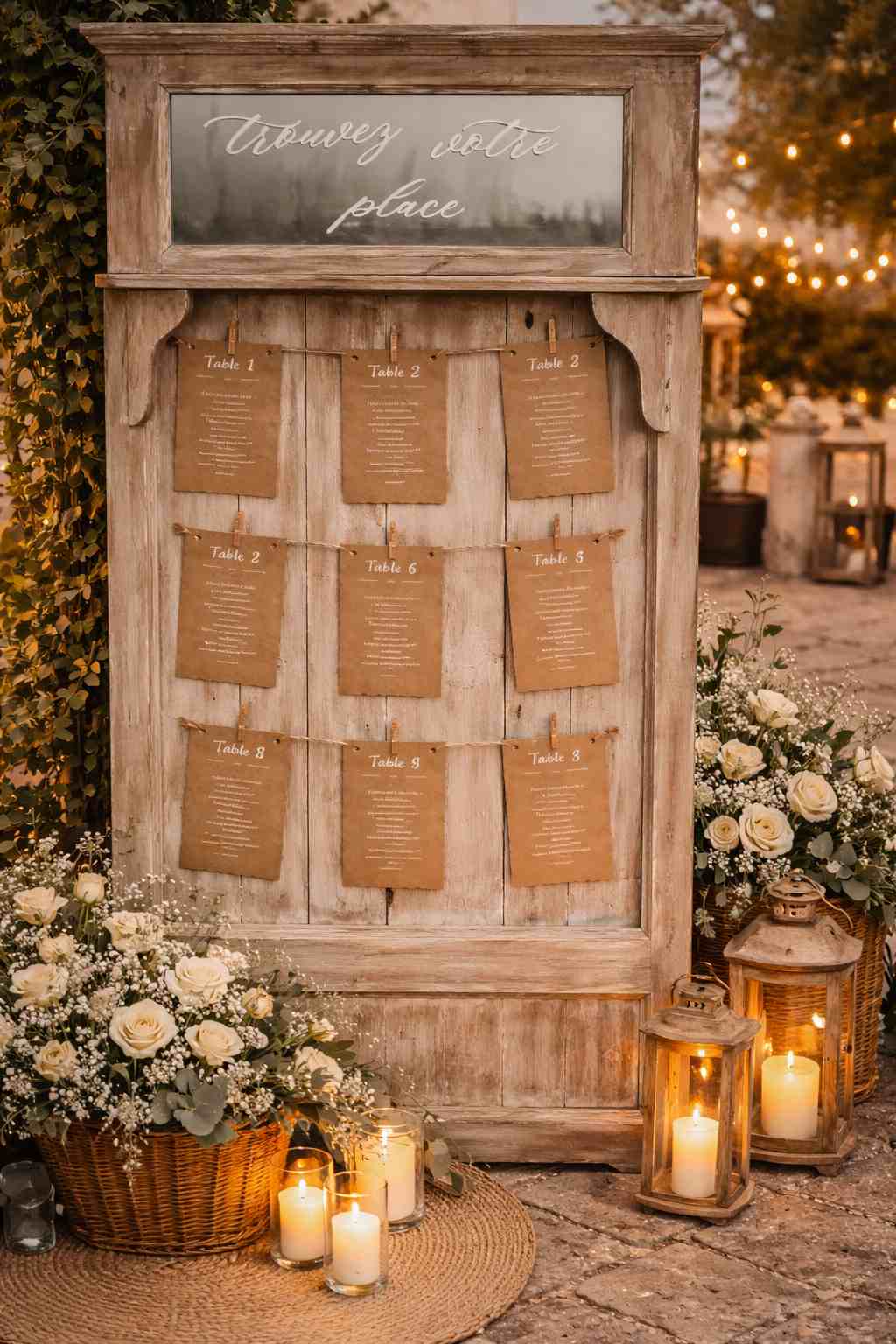 Plan de table bois - signalétique mariage élégante