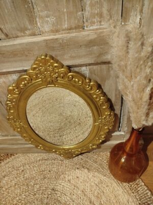 Miroir ovale en bois doré