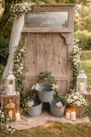 Seau en zinc ovale pour composition florale de mariage à Rouen