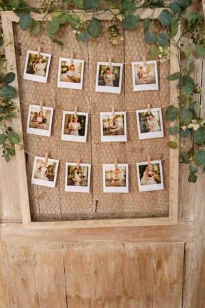 Cadre bois grillage pour photos - décoration mariage Rouen