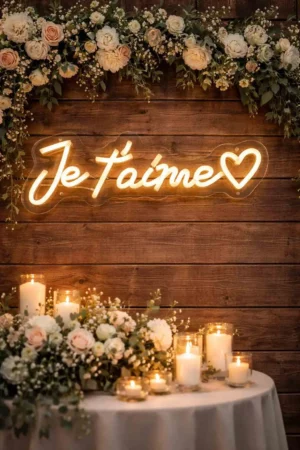 Neon je taime Rouen LED 40x13 cm pour photobooth et coin urne