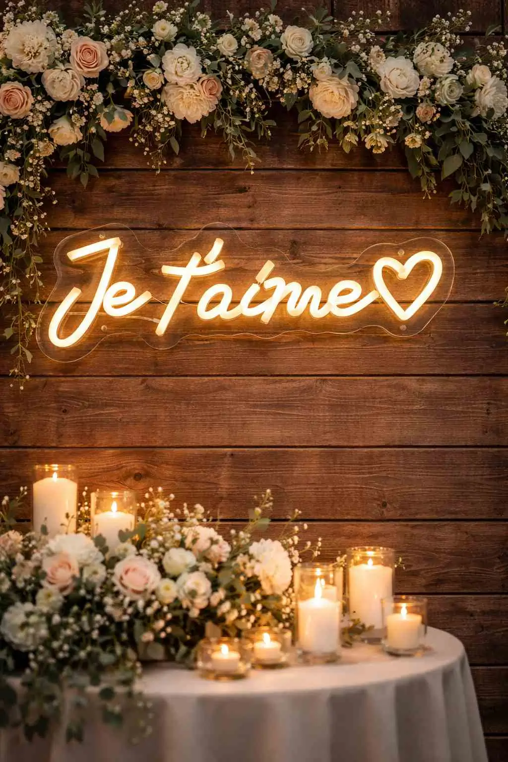 Neon je taime Rouen LED 40x13 cm pour photobooth et coin urne