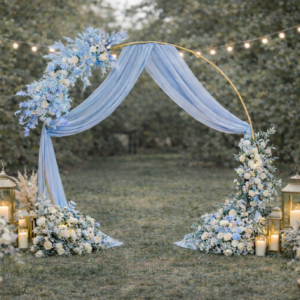 Drapé ou voilage bleu ciel