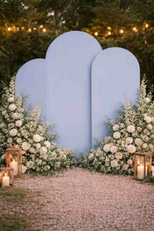 Trio backdrop bleu - décoration mariage originale