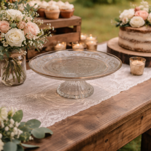Présentoir à gâteau en verre vintage