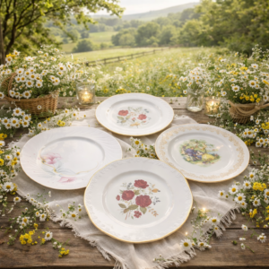 Grande assiette vintage champêtre